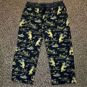 Dr. Seuss Green Eggs Womens S Pajama Pants Cropped Sleep Lounge Capris Small